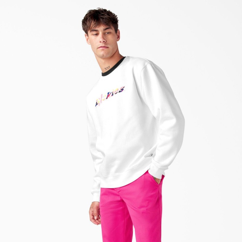 White Dickies Breast Cancer Awareness Logo Men's Sweatshirt | 938-KWZMUS