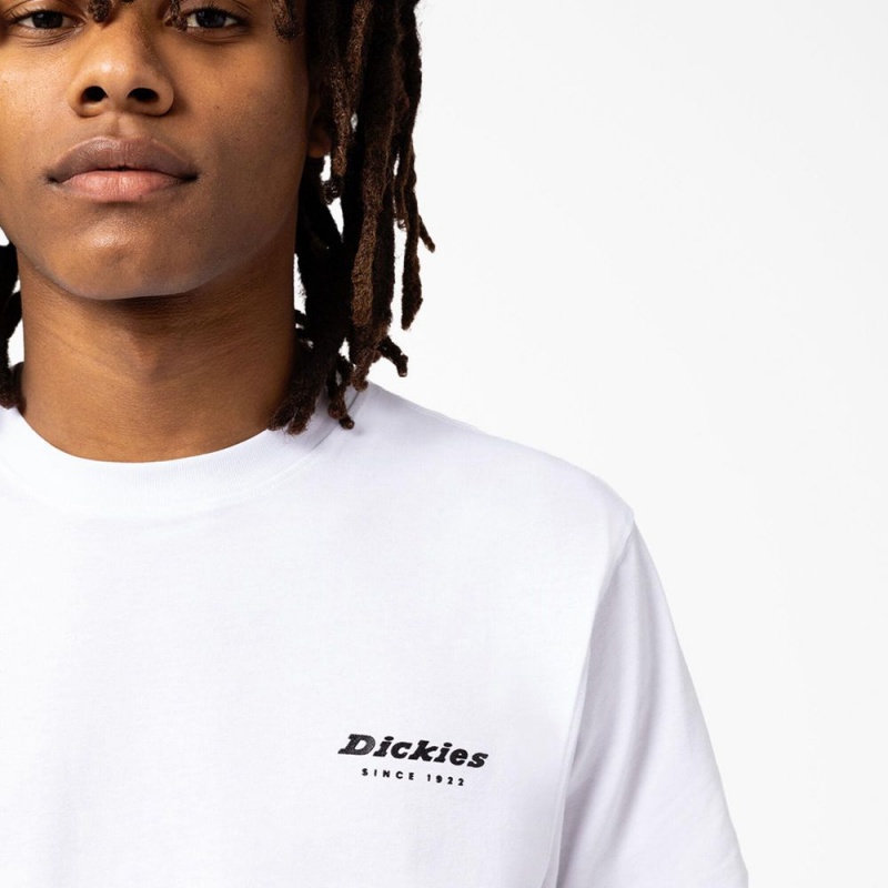 White Dickies Camden Box Graphic Men's T-Shirt | 502-WTKBMR