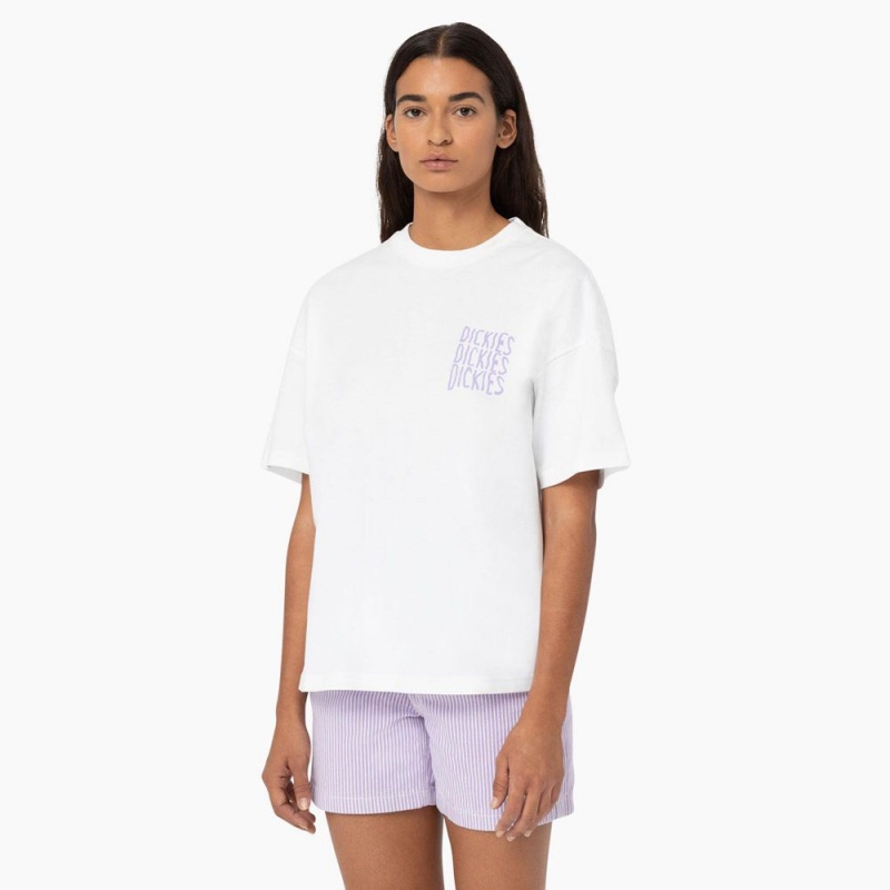 White Dickies Creswell Graphic Women's T-Shirt | 508-LBUZMK