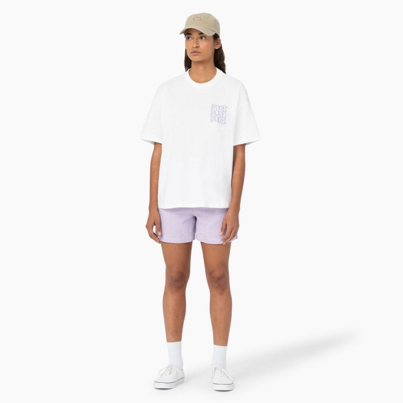 White Dickies Creswell Graphic Women's T-Shirt | 508-LBUZMK