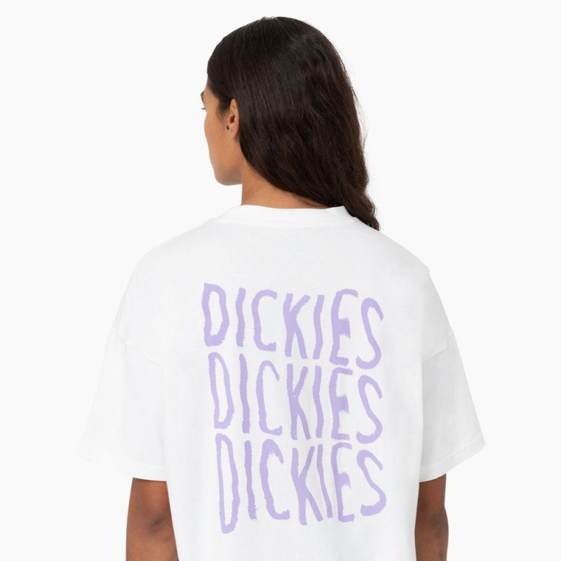 White Dickies Creswell Graphic Women's T-Shirt | 508-LBUZMK