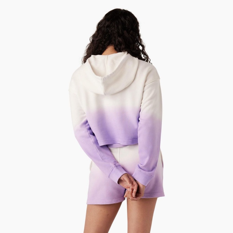 White Dickies Cropped Ombre Women's Hoodie | 942-FKQONB