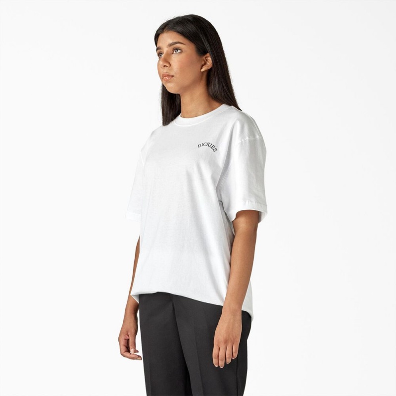 White Dickies Eagle Barrel Heavyweight Women's T-Shirt | 516-RLKSGF