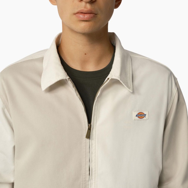 White Dickies Eddyville Men's Jacket | 185-QHEDIY