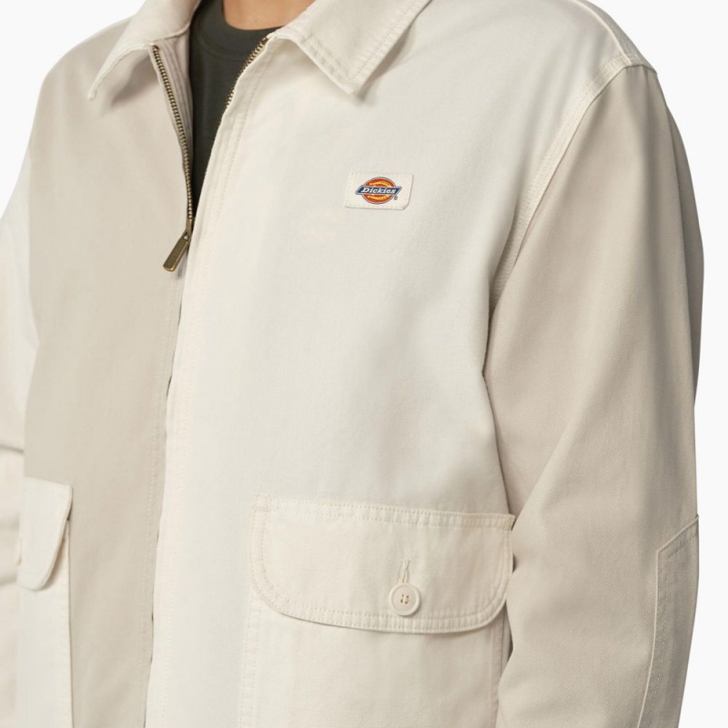 White Dickies Eddyville Men's Jacket | 185-QHEDIY