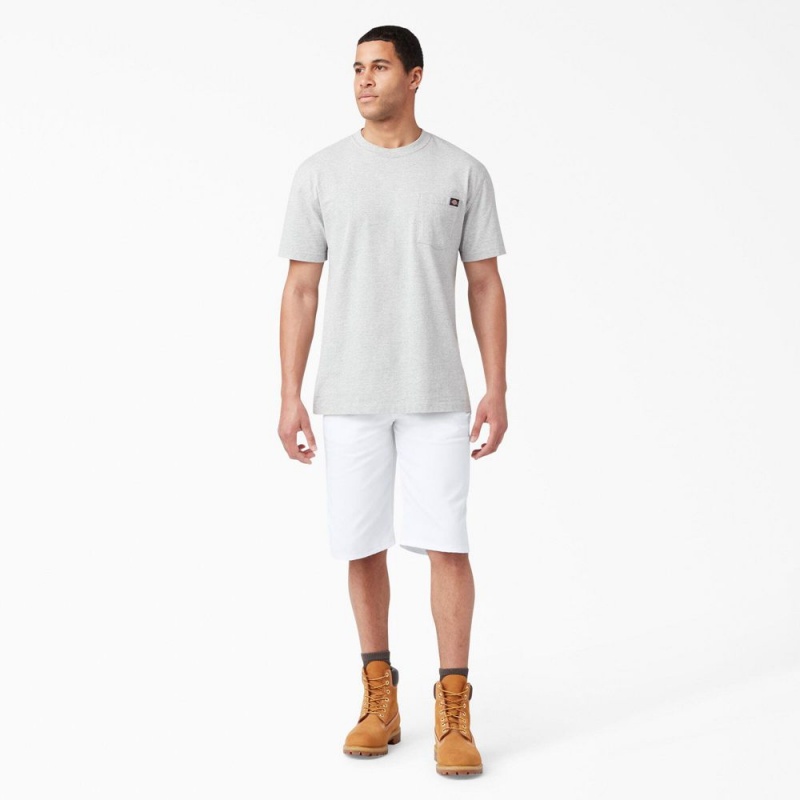 White Dickies FLEX Relaxed Fit Utility Painter's Men's Shorts | 176-UKYXVP