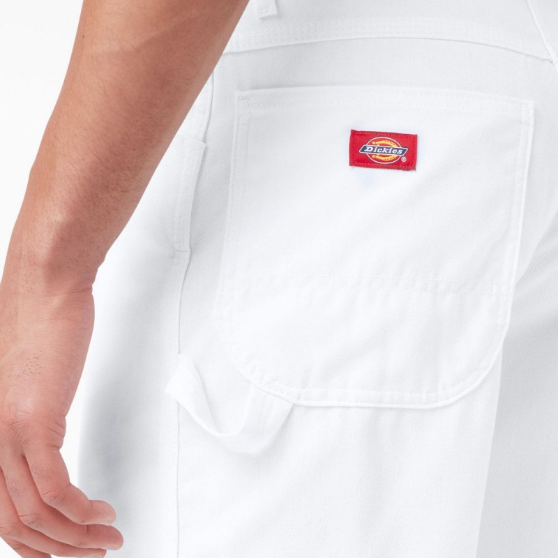 White Dickies FLEX Relaxed Fit Utility Painter's Men's Shorts | 176-UKYXVP