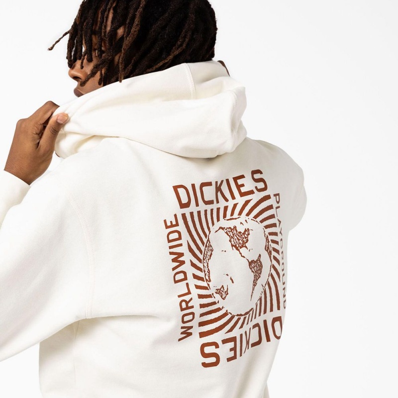 White Dickies Marbury Graphic Men's Hoodie | 409-OYTWNP