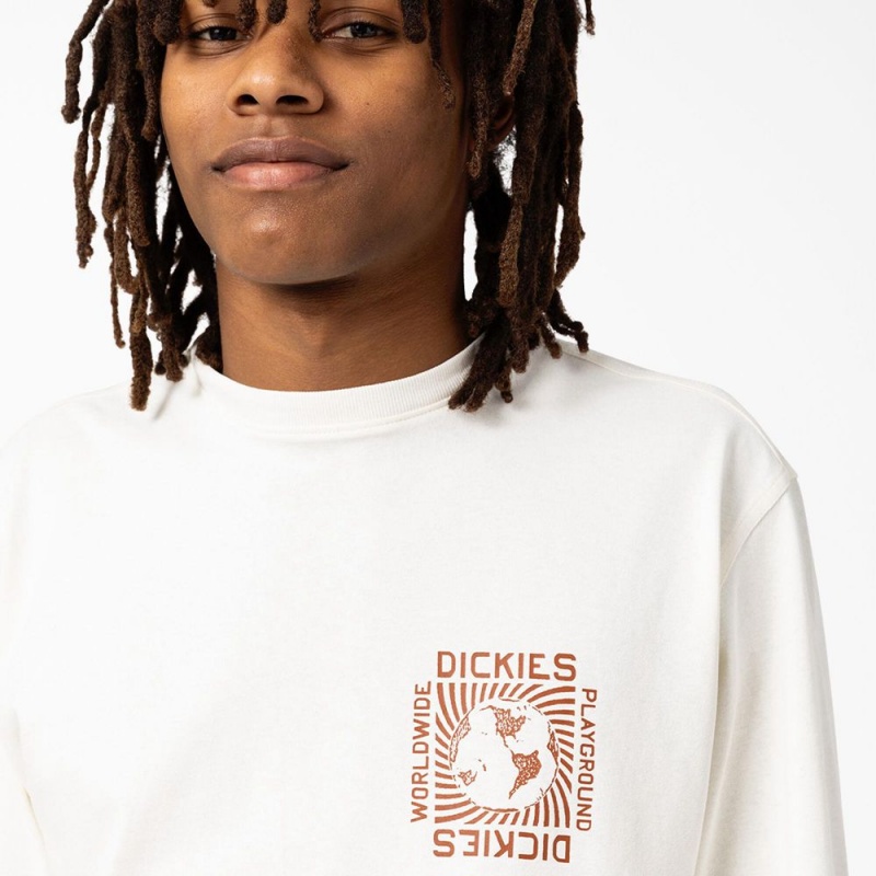 White Dickies Marbury Long Sleeve Men's T-Shirt | 824-CYRLIE