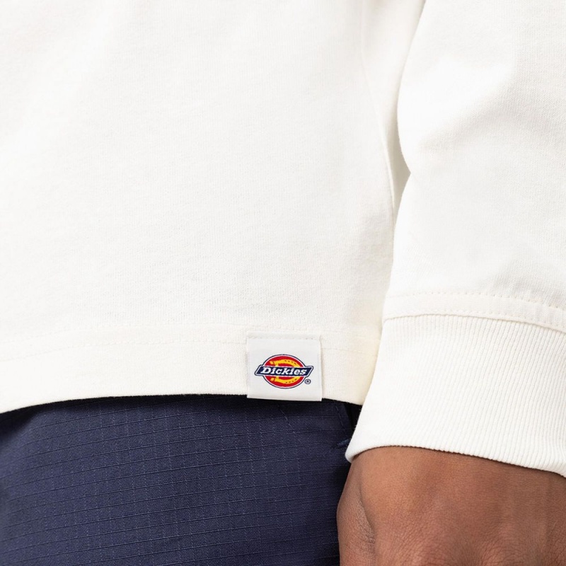 White Dickies Marbury Long Sleeve Men's T-Shirt | 824-CYRLIE