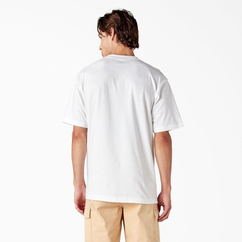 White Dickies Melvern Graphic Men's T-Shirt | 613-LHFDEA