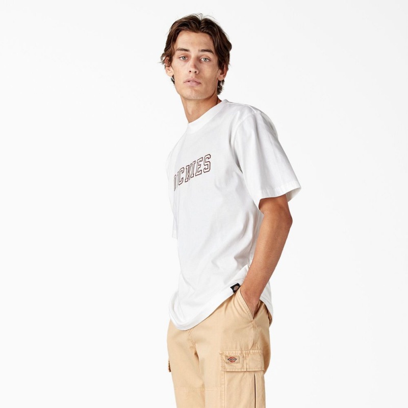 White Dickies Melvern Graphic Men's T-Shirt | 613-LHFDEA