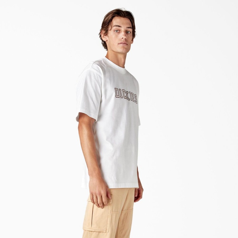 White Dickies Melvern Graphic Men's T-Shirt | 613-LHFDEA