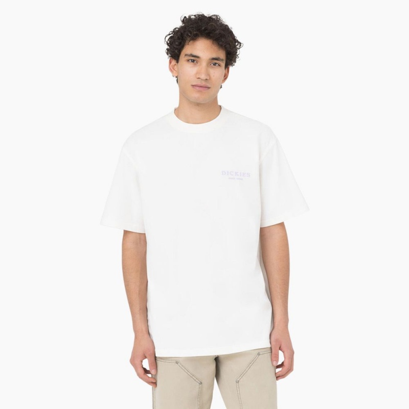 White Dickies Oatfield Short Sleeve Men's T-Shirt | 852-HDZPBU