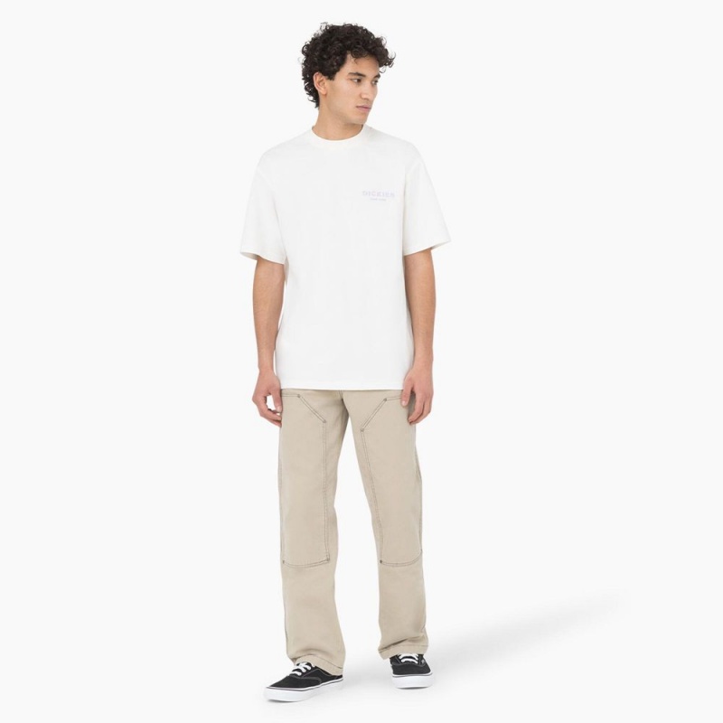 White Dickies Oatfield Short Sleeve Men's T-Shirt | 852-HDZPBU