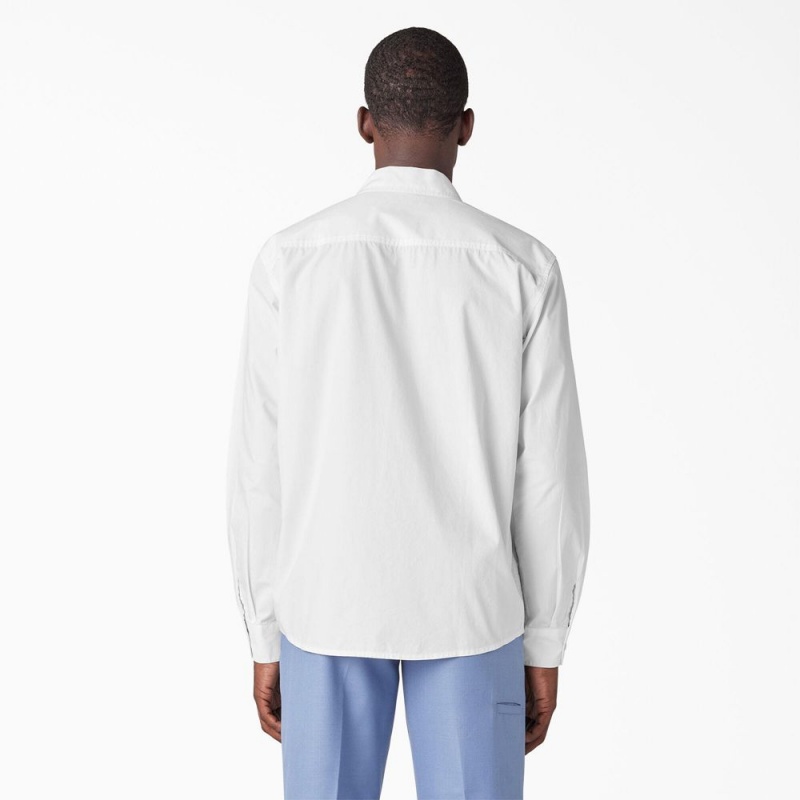 White Dickies Premium Collection Service Men's Shirt | 012-CSTWOL