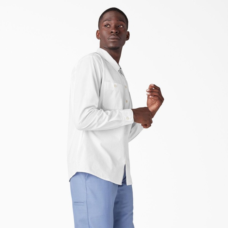 White Dickies Premium Collection Service Men's Shirt | 012-CSTWOL