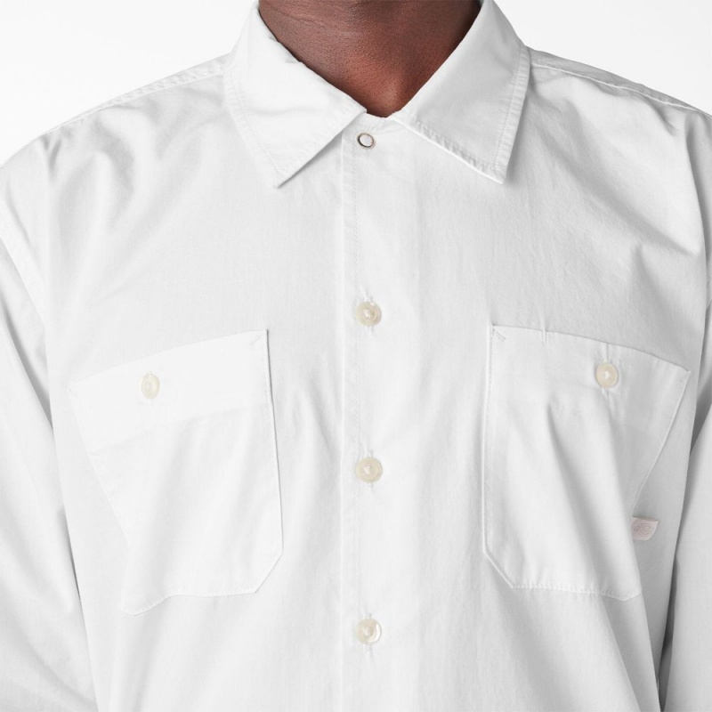 White Dickies Premium Collection Service Men's Shirt | 012-CSTWOL