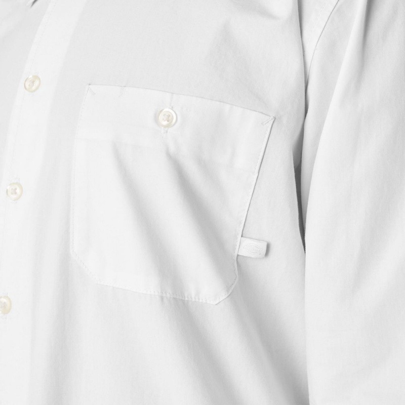 White Dickies Premium Collection Service Men's Shirt | 012-CSTWOL