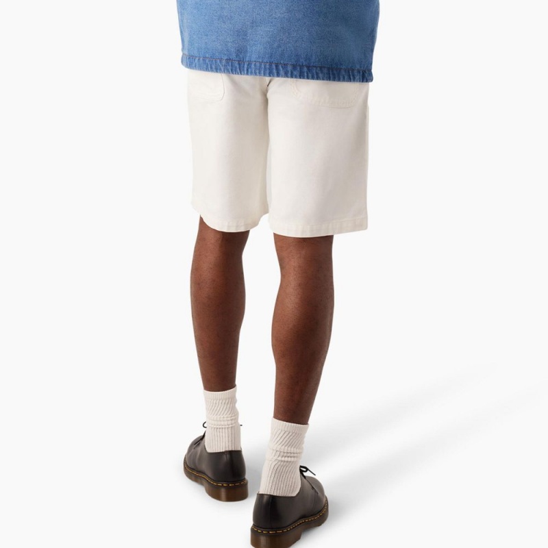 White Dickies Regular Fit Duck Canvas Chap Men's Shorts | 376-JWRHKZ