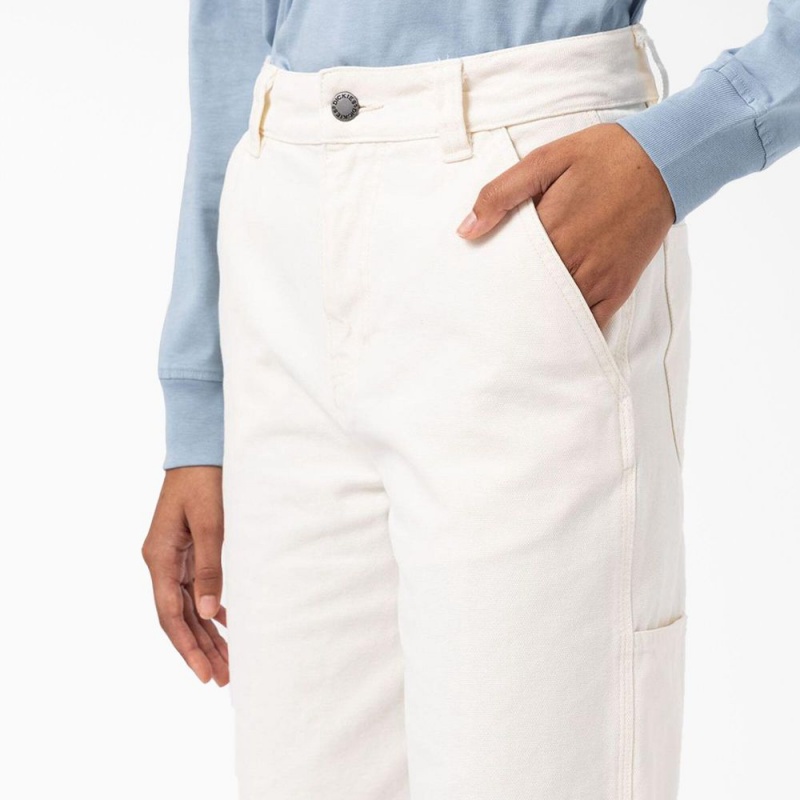 White Dickies Regular Fit Duck Women's Pants | 412-DPQGHA