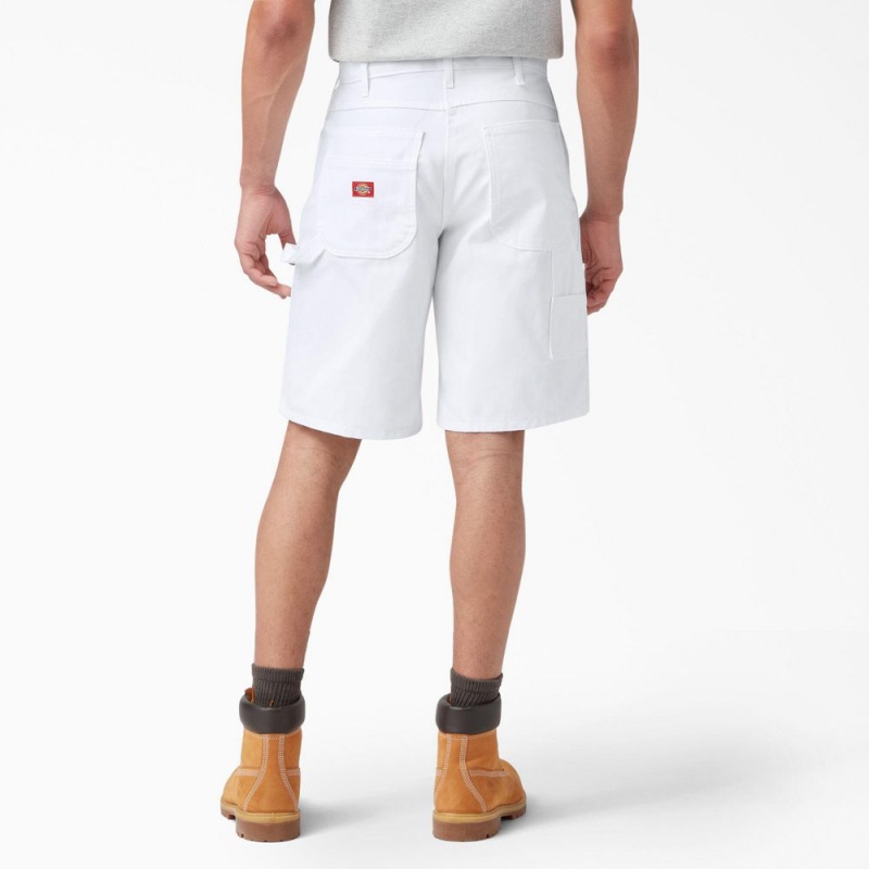 White Dickies Relaxed Fit Carpenter Painter Men's Shorts | 317-YXTNLP