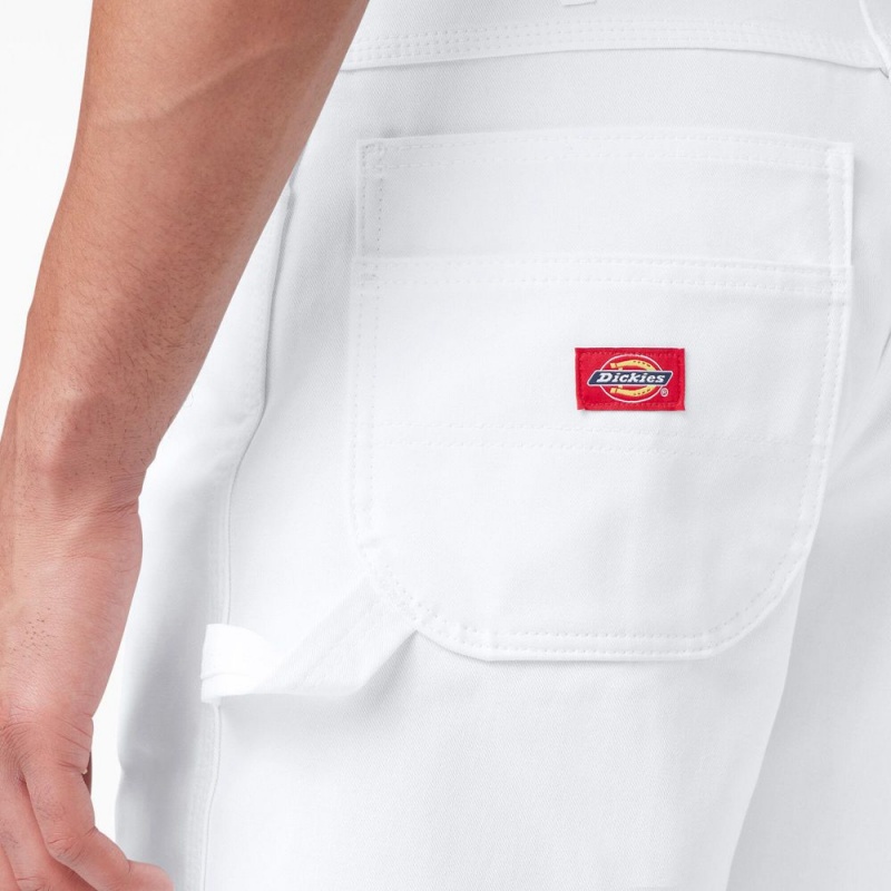 White Dickies Relaxed Fit Carpenter Painter Men's Shorts | 317-YXTNLP