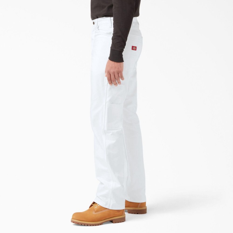 White Dickies Relaxed Fit Straight Leg Painter's Men's Pants | 148-NRSGKO