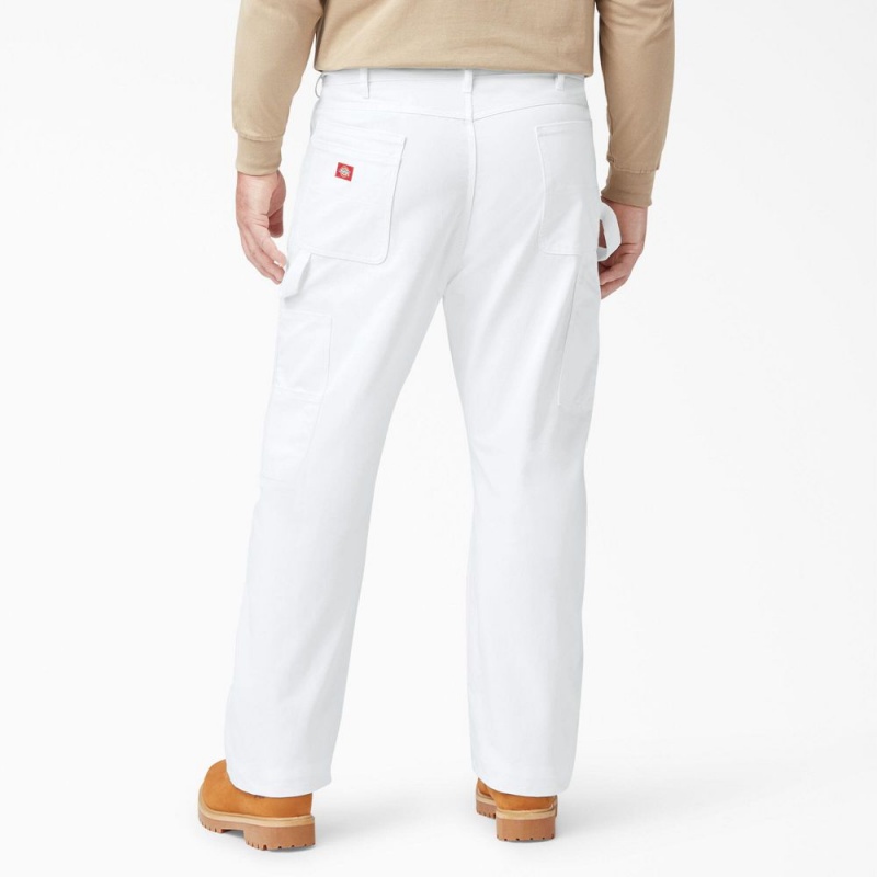 White Dickies Relaxed Fit Straight Leg Painter's Men's Pants | 148-NRSGKO