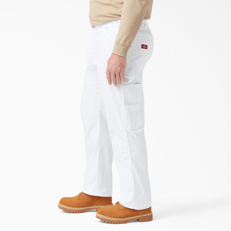 White Dickies Relaxed Fit Straight Leg Painter's Men's Pants | 148-NRSGKO