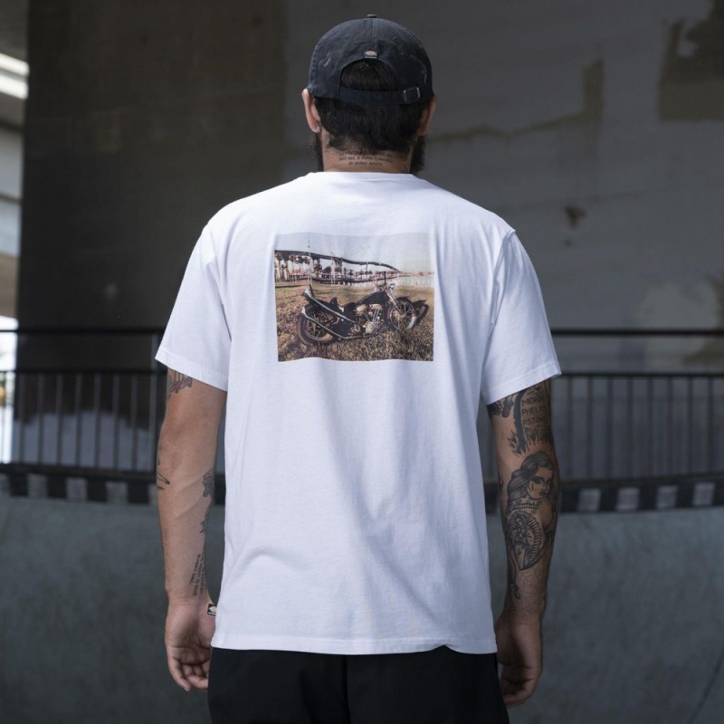 White Dickies Ronnie Sandoval Photo Men's T-Shirt | 042-RSQIDX