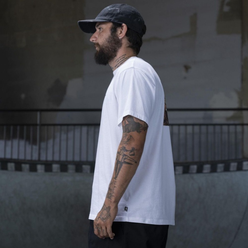 White Dickies Ronnie Sandoval Photo Men's T-Shirt | 042-RSQIDX