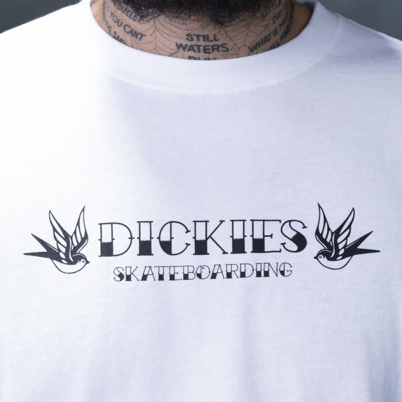 White Dickies Ronnie Sandoval Photo Men's T-Shirt | 042-RSQIDX