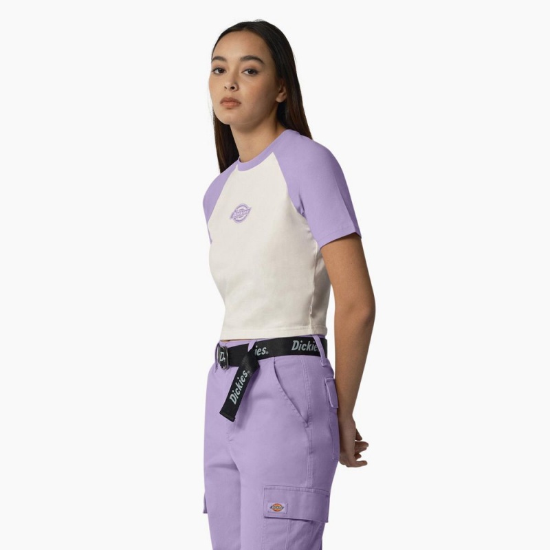 White Dickies Sodaville Cropped Women's T-Shirt | 203-UVXMSQ