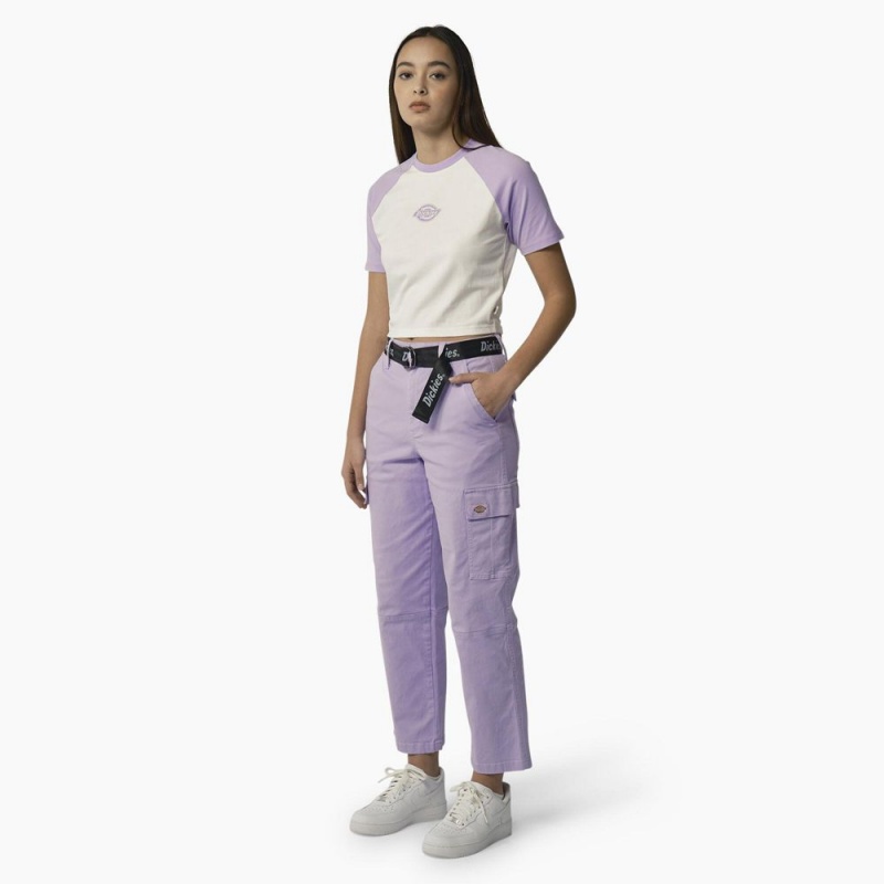 White Dickies Sodaville Cropped Women's T-Shirt | 203-UVXMSQ