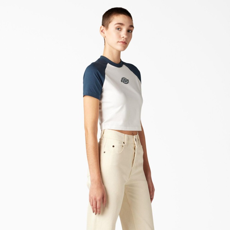 White Dickies Sodaville Cropped Women's T-Shirt | 298-CUFVAW