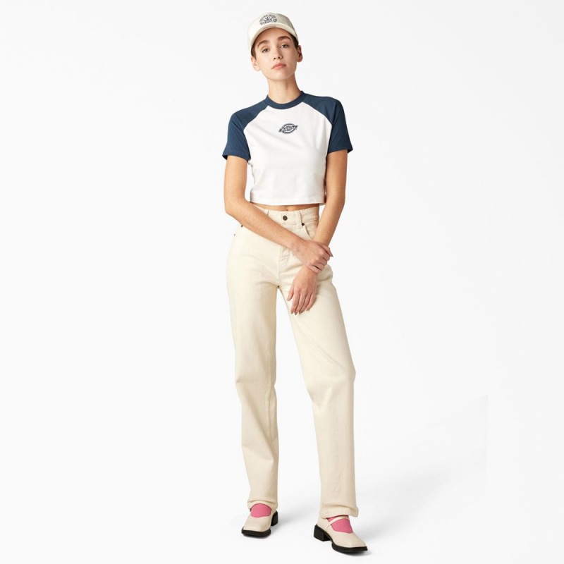 White Dickies Sodaville Cropped Women's T-Shirt | 298-CUFVAW