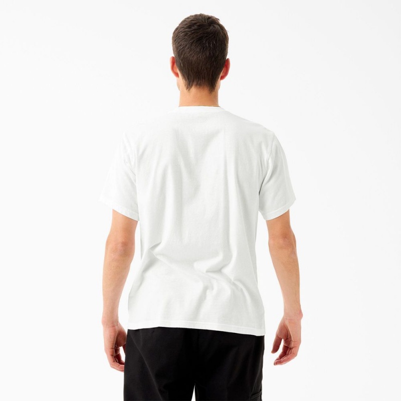 White Dickies Tom Knox Graphic Men's T-Shirt | 871-YBJSOI