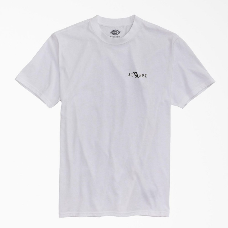 White Dickies Vincent Alvarez Graphic Men's T-Shirt | 187-YNJVTC