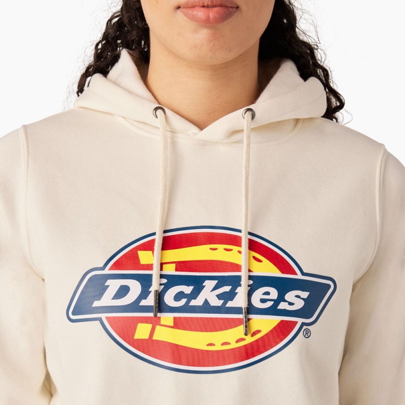 White Dickies Water Repellent Logo Women's Hoodie | 247-OLHNFE