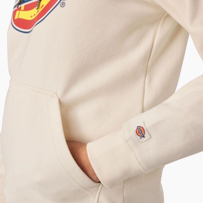 White Dickies Water Repellent Logo Women's Hoodie | 247-OLHNFE