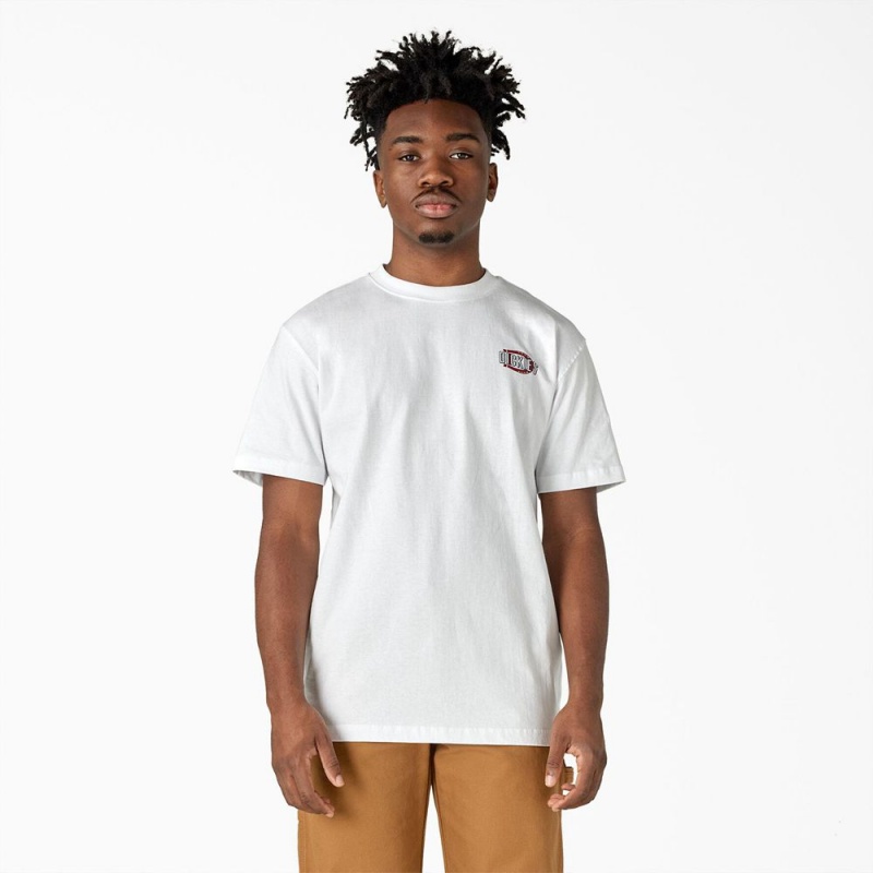 White Dickies Workwear Sign Heavyweight Men's T-Shirt | 862-OGUHBM