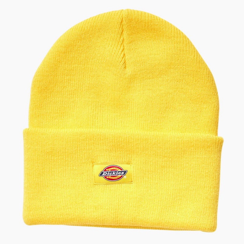 Yellow Dickies Breast Cancer Awareness Cuffed Knit Men\'s Beanie | 095-XBHDQU