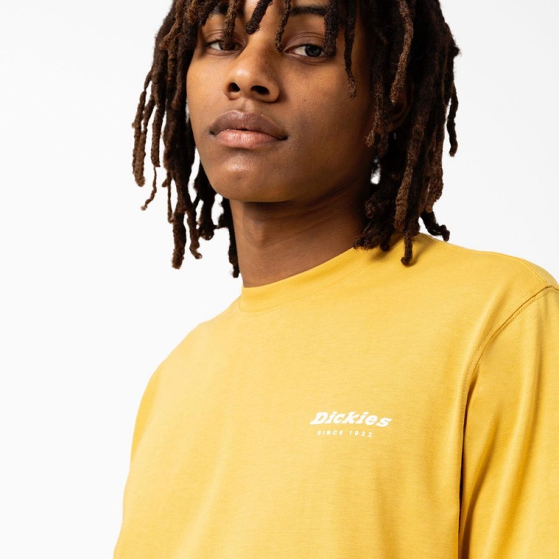 Yellow Dickies Camden Box Graphic Men's T-Shirt | 862-ASEJQO