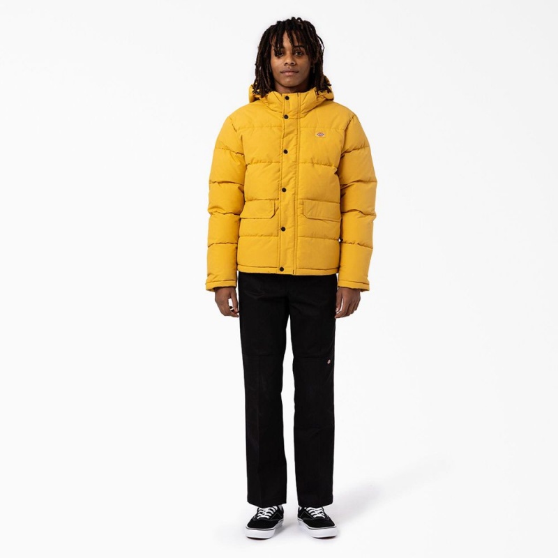 Yellow Dickies Glacier View Anorak Puffer Men's Jacket | 795-ANGRYP