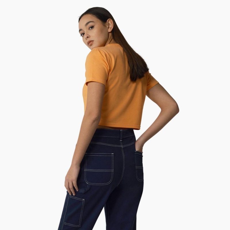 Yellow Dickies Maple Valley Cropped Women's T-Shirt | 241-OLWEGS