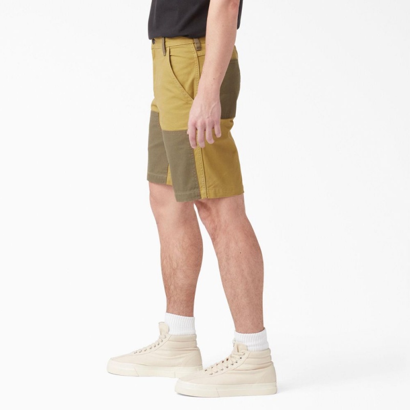 Yellow Dickies Regular Fit Contrast Chap Front Men's Shorts | 495-PAZGRQ