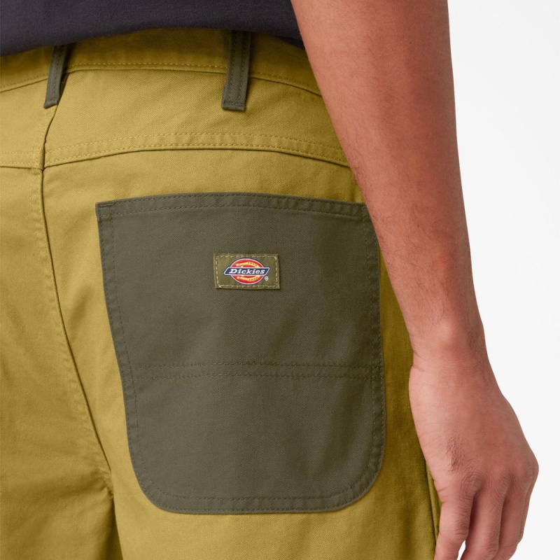 Yellow Dickies Regular Fit Contrast Chap Front Men's Shorts | 495-PAZGRQ