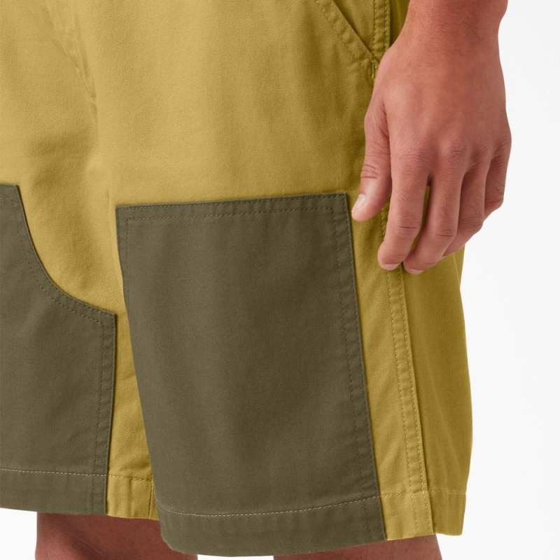 Yellow Dickies Regular Fit Contrast Chap Front Men's Shorts | 495-PAZGRQ