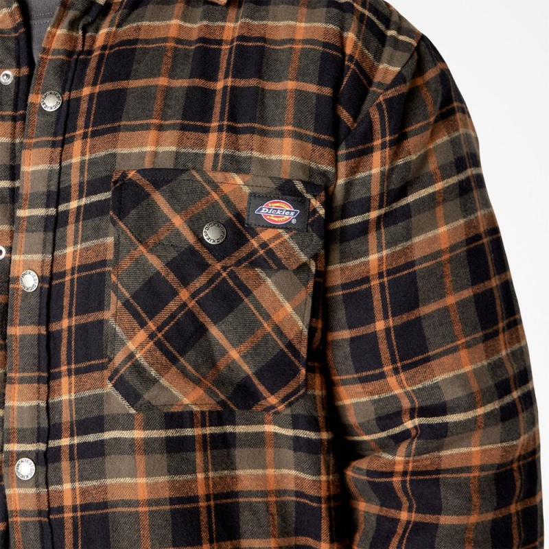 Yellow Dickies Water Repellent Fleece-Lined Flannel Shirt Men's Jacket | 548-FEXSPN